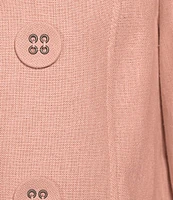 Multiples Linen-Blend Stand Collar 3/4 Flounce Sleeve Open Front Jacket