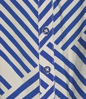 Multiples Petite Size Crinkle Woven Printed Wire Collar 3/4 Sleeve Button-Front Shirt