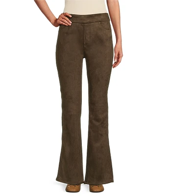 Multiples Petite Size Faux Suede Flare Wide-Leg Pull-On Pants