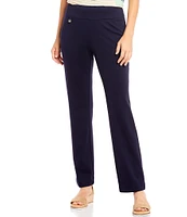 Slimsation® by Multiples Petite Size Pull-On Relaxed Straight Leg Pants