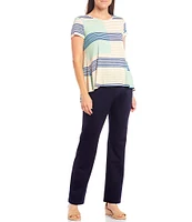 Slimsation® by Multiples Petite Size Pull-On Relaxed Straight Leg Pants