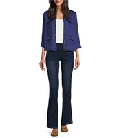 Multiples Petite Size Stretch Denim Flare Leg Pull-On Pants