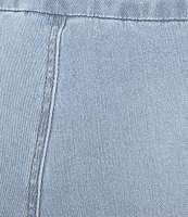 Multiples Petite Size Stretch Denim Wide Waistband Triple Fringe Hem Pull-On Jeans