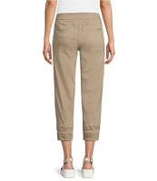 Multiples Petite Size Stretch Twill Fitted Rick-Rack Hem Detail Pull-On Pants