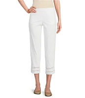 Multiples Petite Size Stretch Twill Fitted Rick-Rack Hem Detail Pull-On Pants