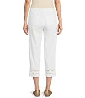 Multiples Petite Size Stretch Twill Fitted Rick-Rack Hem Detail Pull-On Pants