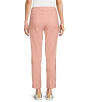 Slimsation® by Multiples Petite Size Wide Waistband Pull-On Plain Weave Ankle Pants