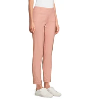 Slimsation® by Multiples Petite Size Wide Waistband Pull-On Plain Weave Ankle Pants