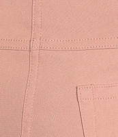Slimsation® by Multiples Petite Size Wide Waistband Pull-On Plain Weave Ankle Pants