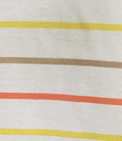 Multiples Petite Size Yarn-Dye Jersey Knit Stripe Boat Neck Elbow Sleeve Fitted Top