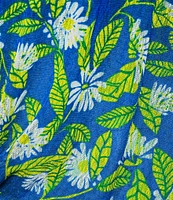 Multiples Plus Size Blue Print Onionskin Shawl Neck 3/4 Flounce Sleeve Open-Front Jacket