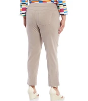 Slimsation® by Multiples Plus Size Flat Front Straight Leg Pull-On Ankle Pants