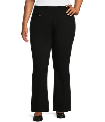 Multiples Plus Size Knit Ease-Y-Fit Tummy Panel Flare Leg Pants