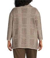 Multiples Plus Size Plaid Cowl Neck Long Sleeve Fitted Sweater Knit Top