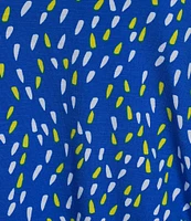 Multiples Plus Size Slub Knit Georgette Dot Print Boat Neck 3/4 Sleeve Fitted Ruched Side Drawstring Top
