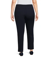 Slimsation® by Multiples Plus Size Solid Ease-Y-Fit Knit Pull-On Ankle Pants