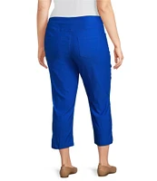 Multiples Plus Size Solid Straight Ladder Hem Pull-On Twill Crop Pants