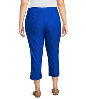 Multiples Plus Size Solid Straight Ladder Hem Pull-On Twill Crop Pants