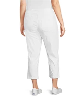 Multiples Plus Size Solid Straight Ladder Hem Pull-On Twill Crop Pants