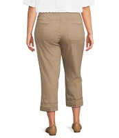 Multiples Plus Size Stretch Twill Straight Leg Fitted Cropped Pull-On Pants