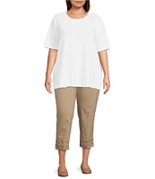 Multiples Plus Size Stretch Twill Straight Leg Fitted Cropped Pull-On Pants