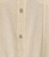Multiples Plus Size Textured Slub Woven Point Collar Short Sleeve Ruffle Detail Fitted Button-Front Jean Jacket
