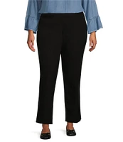 Multiples Plus Size Textured Slub Woven Pull-On Ankle Pants