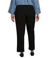 Multiples Plus Size Textured Slub Woven Pull-On Ankle Pants