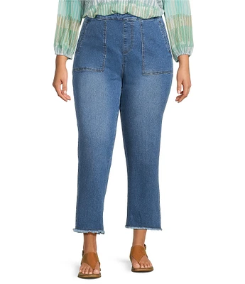 Multiples Plus Size Wide Leg Pull-On Cropped Denim Jeans