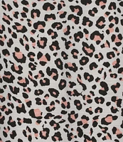 Multiples Slub Knit Georgette Animal Print Scoop Neck 3/4 Flounce Sleeve Fitted Top