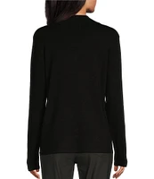 Multiples Solid Ribbed Mock Neck Long Sleeve Sweater