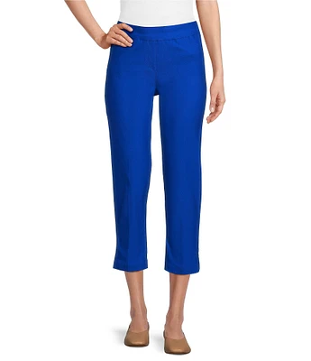 Multiples Solid Straight Ladder Hem Pull-On Twill Crop Pants