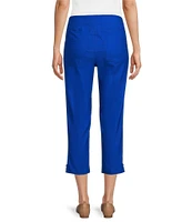 Multiples Solid Straight Ladder Hem Pull-On Twill Crop Pants