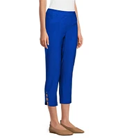 Multiples Solid Straight Ladder Hem Pull-On Twill Crop Pants