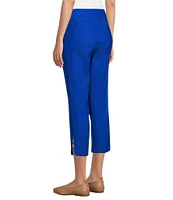Multiples Solid Straight Ladder Hem Pull-On Twill Crop Pants