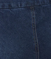 Multiples Stretch Denim Wide Waistband Triple Fringe Hem Pull-On Jeans