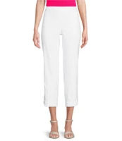 Multiples Stretch Twill Wide Waistband Straight-Leg Pull-On Capri Pants