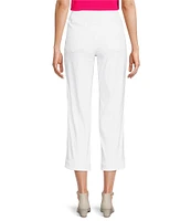 Multiples Stretch Twill Wide Waistband Straight-Leg Pull-On Capri Pants