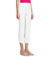 Multiples Stretch Twill Wide Waistband Straight-Leg Pull-On Capri Pants