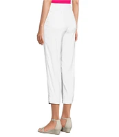 Multiples Stretch Twill Wide Waistband Straight-Leg Pull-On Capri Pants