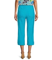 Multiples Stretch Twill Wide Waistband Straight-Leg Pull-On Capri Pants