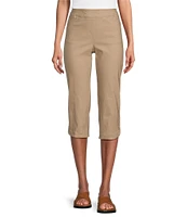 Multiples Stretch Twill Wide Waistband Straight-Leg Pull-On Capri Pants