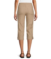 Multiples Stretch Twill Wide Waistband Straight-Leg Pull-On Capri Pants