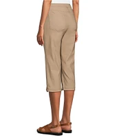 Multiples Stretch Twill Wide Waistband Straight-Leg Pull-On Capri Pants