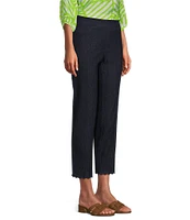 Multiples Stretch Woven Scalloped Embroidered Hem Pull-On Crop Pants