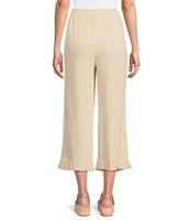 Multiples Textured Slub Woven Straight Leg Elastic Drawstring Waist Pull-On Pants