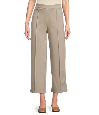 Multiples Wide-Leg Pintuck Pull-On Cropped Pants