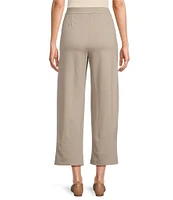 Multiples Wide-Leg Pintuck Pull-On Cropped Pants