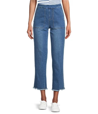 Multiples Wide-Leg Pull-On Cropped Denim Jeans