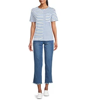 Multiples Wide-Leg Pull-On Cropped Denim Jeans